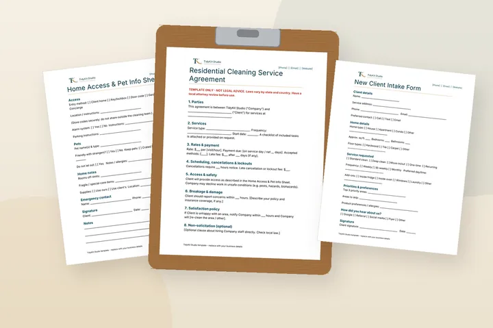 Cleaning Client Paperwork Pack mockup