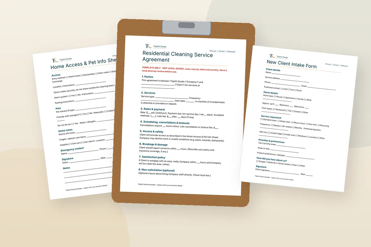 Cleaning Client Paperwork Pack mockup