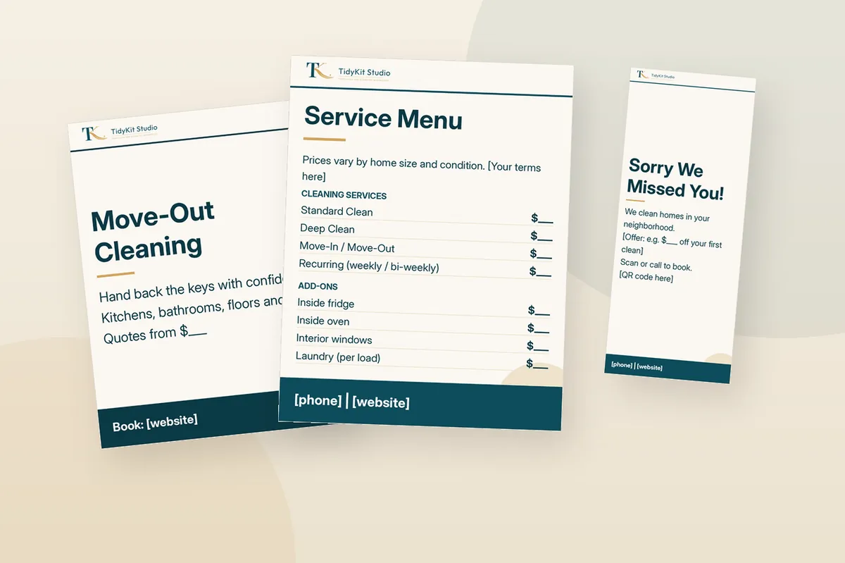 Cleaning Pricing & Promo Pack mockup